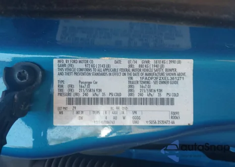 2014 Ford Focus Se из США, поврежденный, VIN 1FADP3F2XEL361271